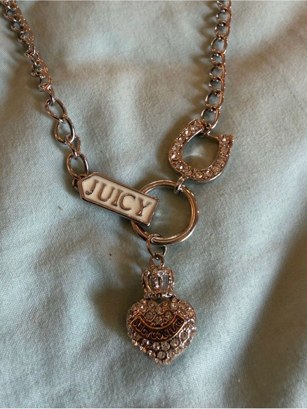 Juicy Couture  Crystal Heart & Horseshoe Pendant Necklace